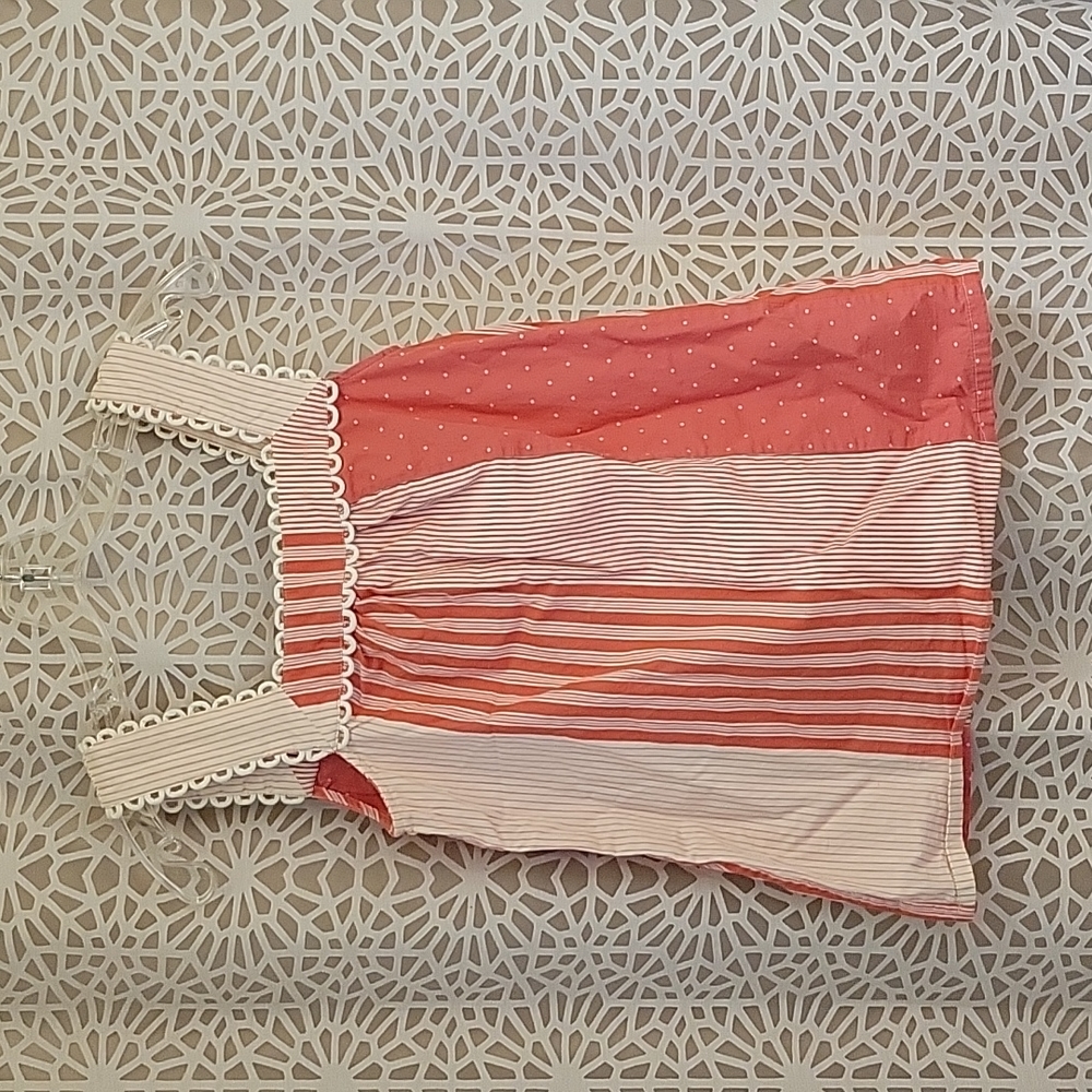 Boden pink and white polks dot and striped sleeveless blouse size 2